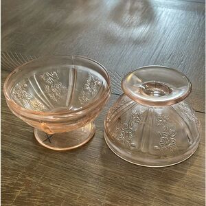 Rose Pink Federal Depression Glass Set of 2 Sharon Bowls